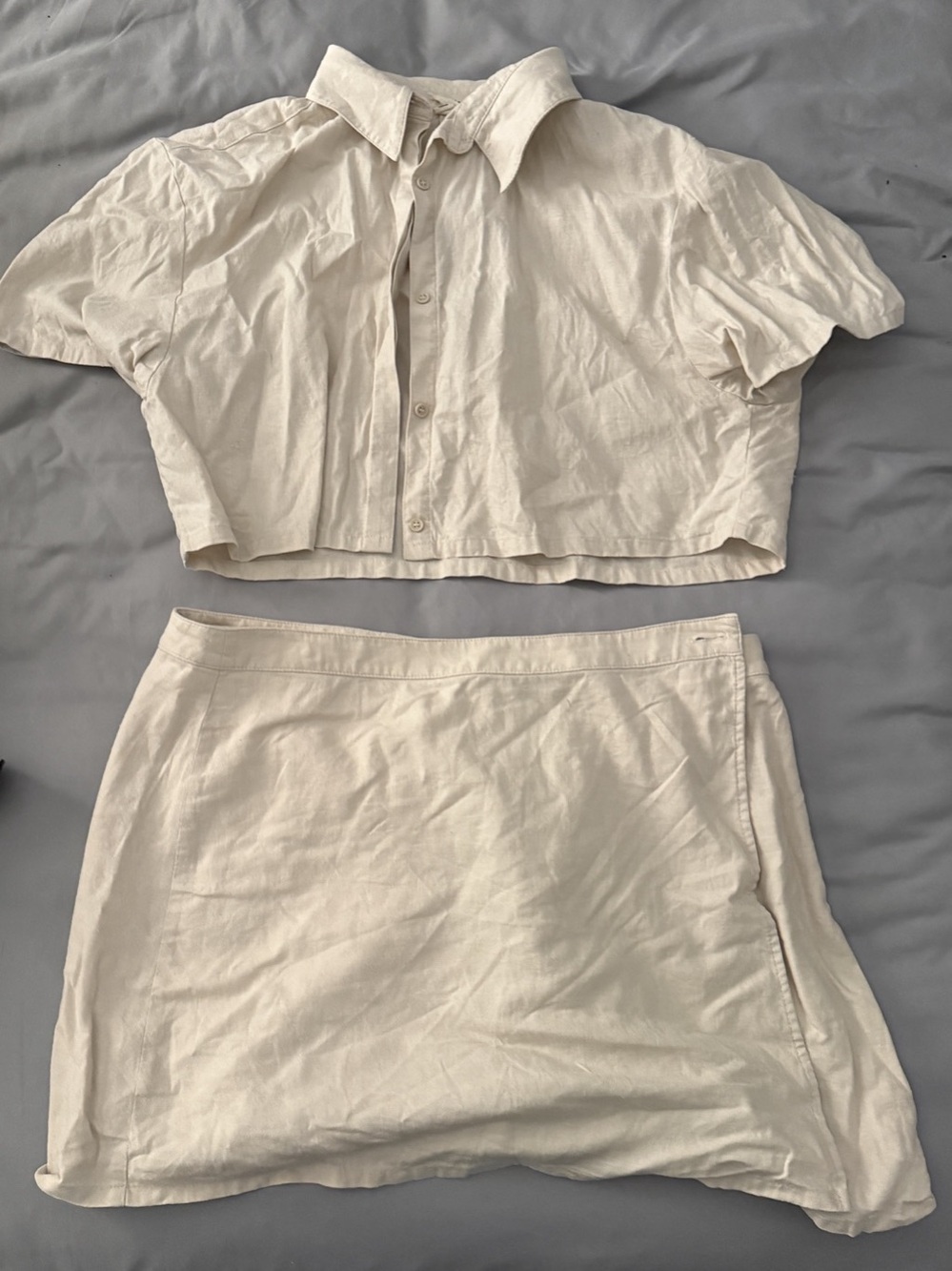 Open edit Linen top and skirt set